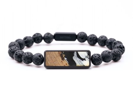 Lava Bead Wood+Resin Bracelet - Remy (Black & White, 699182) For Sale