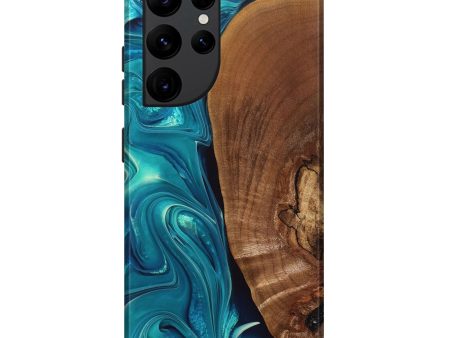 Galaxy S22 Ultra Wood+Resin Live Edge Phone Case - Jett (Green, 697359) For Sale