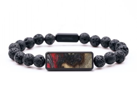 Lava Bead Wood+Resin Bracelet - Zion (Red, 699295) For Sale