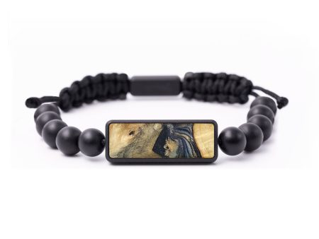 Onyx Bead Wood+Resin Bracelet - Remington (Teal & Gold, 699244) Discount