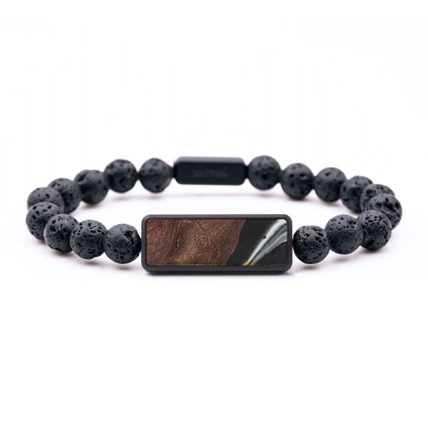 Lava Bead Wood+Resin Bracelet - Khadijah (Black & White, 699320) Online now