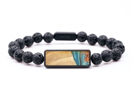 Lava Bead Wood+Resin Bracelet - Abram (Teal & Gold, 699263) Online