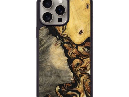 iPhone 15 Pro Max Wood+Resin Phone Case - Myles (Black & White, 699584) For Sale