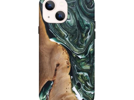 iPhone 14 Wood+Resin Live Edge Phone Case - Gabriel (Green, 696859) Online now