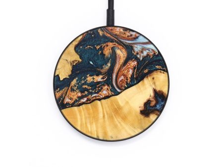 Circle Wood+Resin Wireless Charger - Craig (Teal & Gold, 694216) For Cheap