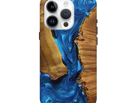 iPhone 15 Pro Wood+Resin Live Edge Phone Case - Jaslene (Blue, 696327) on Sale