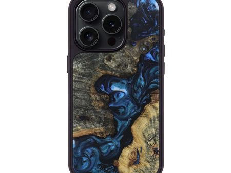 iPhone 15 Pro Wood+Resin Phone Case - Winter (Blue, 696519) For Sale