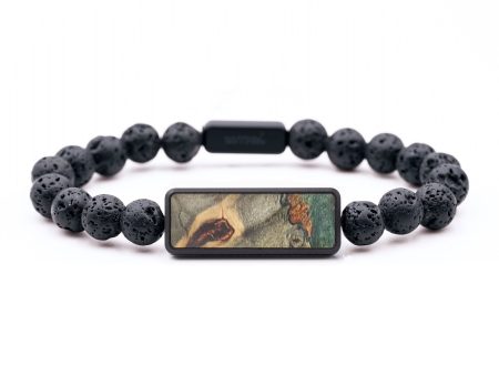 Lava Bead Wood+Resin Bracelet - Brett (Teal & Gold, 694458) For Sale