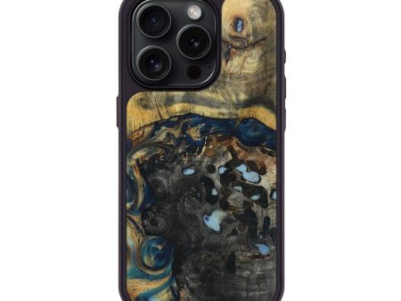 iPhone 15 Pro Wood+Resin Phone Case - Brandi (Teal & Gold, 696757) Online now