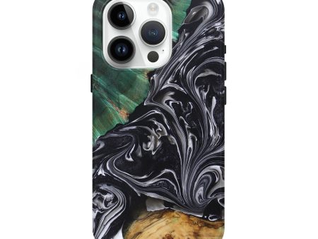 iPhone 15 Pro Wood+Resin Live Edge Phone Case - Vivian (Black & White, 697935) Online