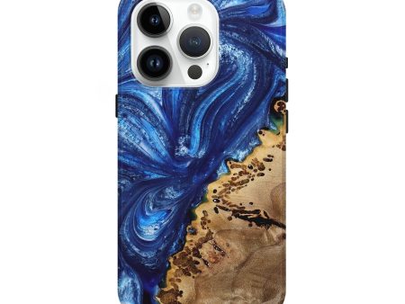 iPhone 15 Pro Wood+Resin Live Edge Phone Case - Darryl (Blue, 697940) For Sale