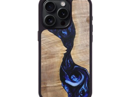 iPhone 15 Pro Wood+Resin Phone Case - Violet (Blue, 695599) Online Sale