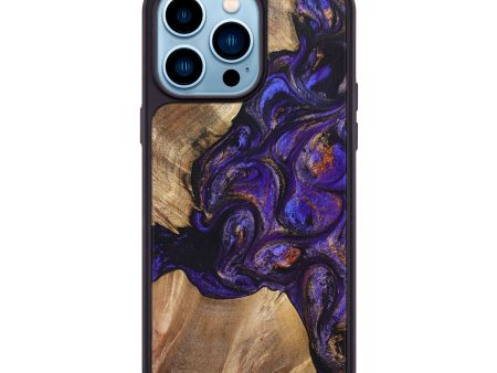 iPhone 14 Pro Max Wood+Resin Phone Case - Bernice (Purple, 696947) For Cheap