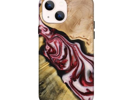 iPhone 14 Wood+Resin Live Edge Phone Case - Iris (Red, 696306) Fashion