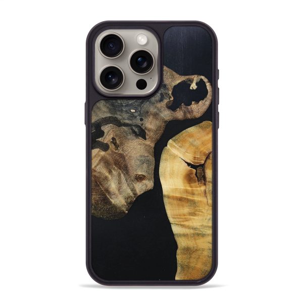 iPhone 15 Pro Max Wood+Resin Phone Case - Enzo (Pure Black, 695138) For Cheap