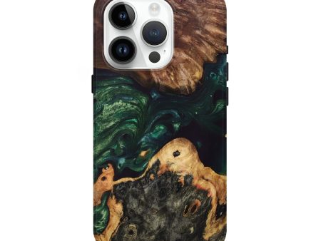 iPhone 15 Pro Wood+Resin Live Edge Phone Case - Kristine (Green, 696147) Hot on Sale