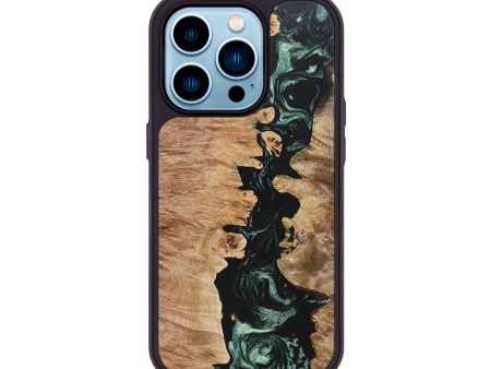 iPhone 14 Pro Wood+Resin Phone Case - Johnnie (Green, 697186) Fashion