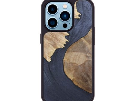 iPhone 14 Pro Wood+Resin Phone Case - Frederick (Pure Black, 695662) Supply