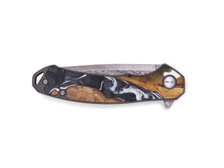 EDC Wood+Resin Pocket Knife - Daxton (Black & White, 696254) Fashion