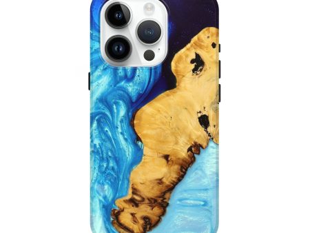 iPhone 15 Pro Wood+Resin Live Edge Phone Case - Zayden (Blue, 696157) Discount