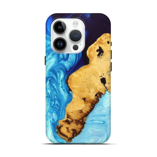 iPhone 15 Pro Wood+Resin Live Edge Phone Case - Zayden (Blue, 696157) Discount