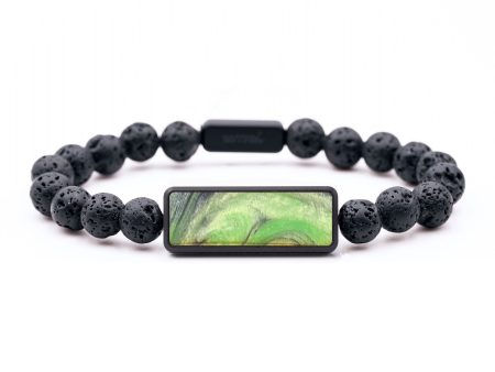 Lava Bead Wood+Resin Bracelet - Stefanie (Green, 694443) For Sale