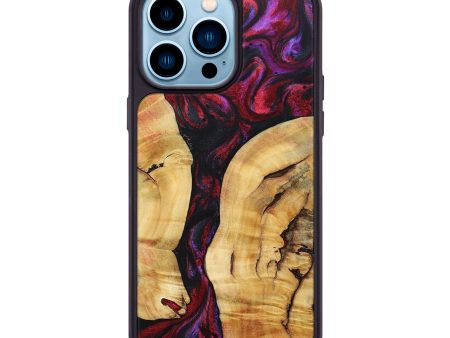 iPhone 14 Pro Max Wood+Resin Phone Case - Adelyn (Red, 694847) For Cheap