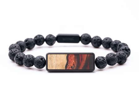 Lava Bead Wood+Resin Bracelet - Timothy (Red, 694697) Online now