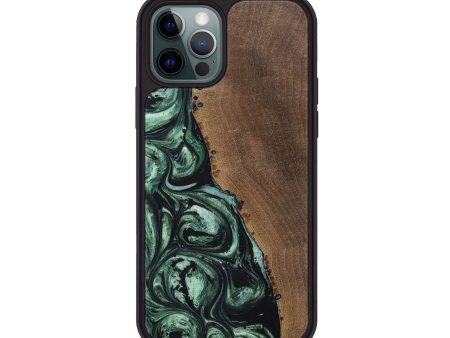 iPhone 12 Pro Wood+Resin Phone Case - Adelyn (Green, 694833) Sale