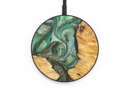 Circle Wood+Resin Wireless Charger - Alan (Green, 696225) Cheap