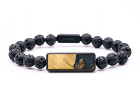 Lava Bead Wood+Resin Bracelet - Jami (Teal & Gold, 699240) Fashion