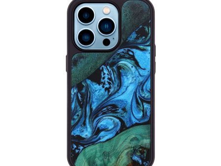 iPhone 14 Pro Wood+Resin Phone Case - Elian (Blue, 697027) Cheap