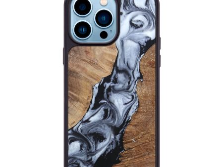 iPhone 14 Pro Max Wood+Resin Phone Case - Ashley (Black & White, 695877) Online