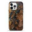 iPhone 15 Pro Max Wood+Resin Live Edge Phone Case - Abel (Teal & Gold, 699736) For Discount